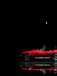 Preview wallpaper car, red, retro, toy, reflection, dark