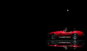 Preview wallpaper car, red, retro, toy, reflection, dark