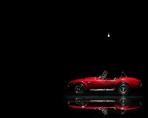 Preview wallpaper car, red, retro, toy, reflection, dark