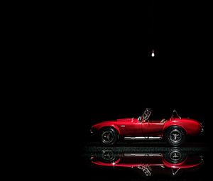 Preview wallpaper car, red, retro, toy, reflection, dark