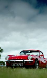 Preview wallpaper car, red, retro, front view