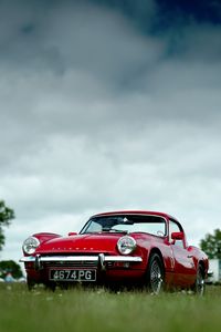 Preview wallpaper car, red, retro, front view
