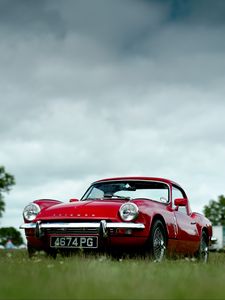 Preview wallpaper car, red, retro, front view