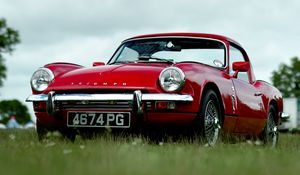 Preview wallpaper car, red, retro, front view