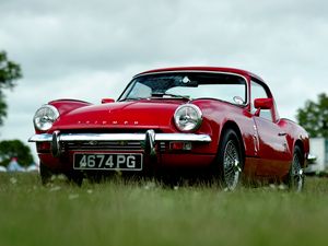 Preview wallpaper car, red, retro, front view