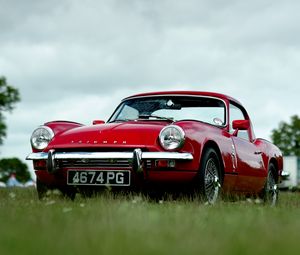 Preview wallpaper car, red, retro, front view