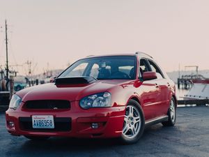 Preview wallpaper car, red, side view