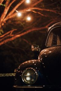 Preview wallpaper car, retro, black, wet, dark, rain