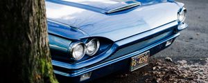 Preview wallpaper car, retro, blue, headlights, front view