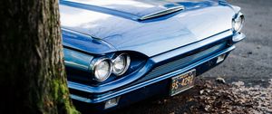 Preview wallpaper car, retro, blue, headlights, front view