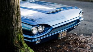 Preview wallpaper car, retro, blue, headlights, front view