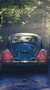 Preview wallpaper car, retro, forest, fog