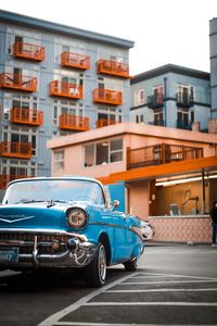 Preview wallpaper car, retro, headlight, vintage, blue