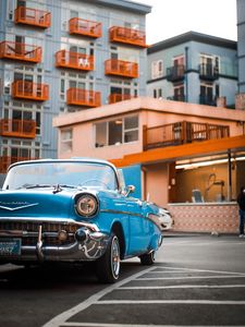 Preview wallpaper car, retro, headlight, vintage, blue