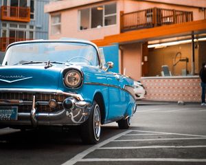 Preview wallpaper car, retro, headlight, vintage, blue