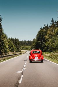 Preview wallpaper car, retro, red, old, road