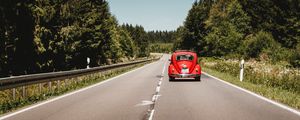 Preview wallpaper car, retro, red, old, road