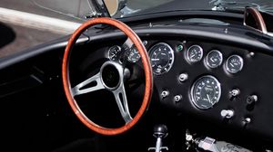 Preview wallpaper car, retro, salon, steering wheel, speedometer, panel