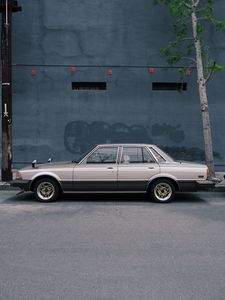 Preview wallpaper car, retro, side view, gray
