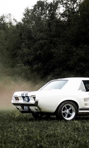 Preview wallpaper car, retro, vintage, smoke, grass