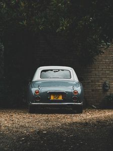 Preview wallpaper car, retro, vintage, gray, rear view