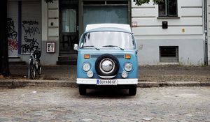 Preview wallpaper car, retro, vintage, blue