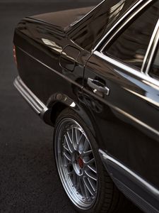 Preview wallpaper car, retro, wheel, black
