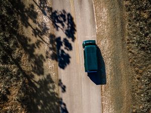 Preview wallpaper car, road, aerial view