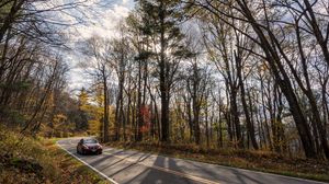 Preview wallpaper car, road, autumn, nature