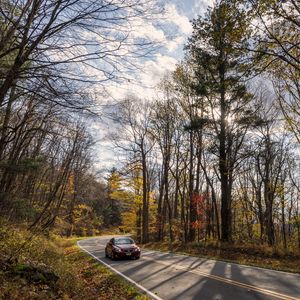 Preview wallpaper car, road, autumn, nature
