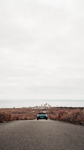 Preview wallpaper car, road, horizon, coast, landscape