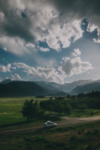 Preview wallpaper car, road, mountains, travel, suv