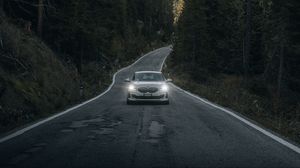 Preview wallpaper car, road, mountains, forest, nature