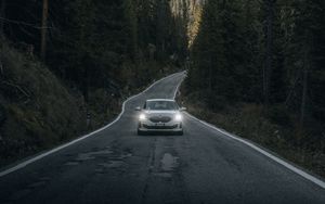 Preview wallpaper car, road, mountains, forest, nature