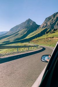 Preview wallpaper car, road, mountains, valley, travel