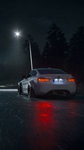 Preview wallpaper car, road, night, asphalt, wet, dark