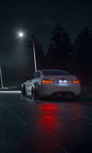 Preview wallpaper car, road, night, asphalt, wet, dark