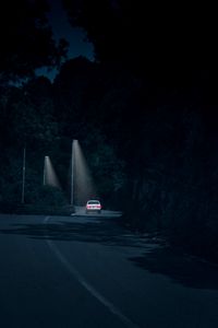 Preview wallpaper car, road, night, headlights, glow