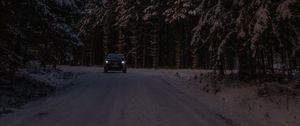 Preview wallpaper car, road, night, winter, dark