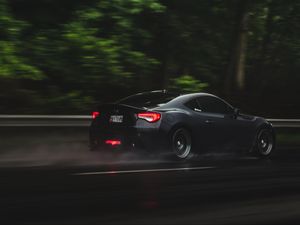 Preview wallpaper car, road, speed, rain
