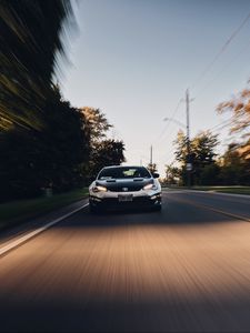 Preview wallpaper car, road, speed, motion, blur