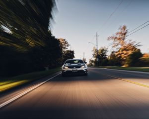 Preview wallpaper car, road, speed, motion, blur