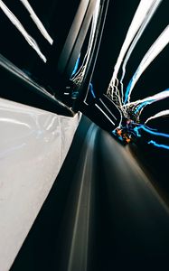 Preview wallpaper car, road, speed, lights, long exposure
