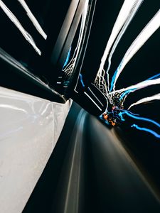 Preview wallpaper car, road, speed, lights, long exposure