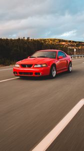 Preview wallpaper car, road, speed, red