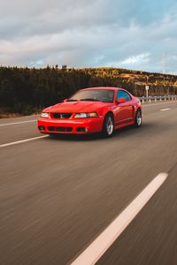 Preview wallpaper car, road, speed, red