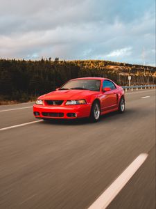 Preview wallpaper car, road, speed, red