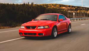 Preview wallpaper car, road, speed, red
