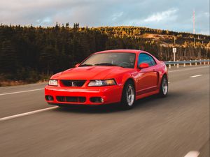 Preview wallpaper car, road, speed, red