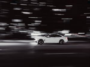 Preview wallpaper car, road, traffic, neon